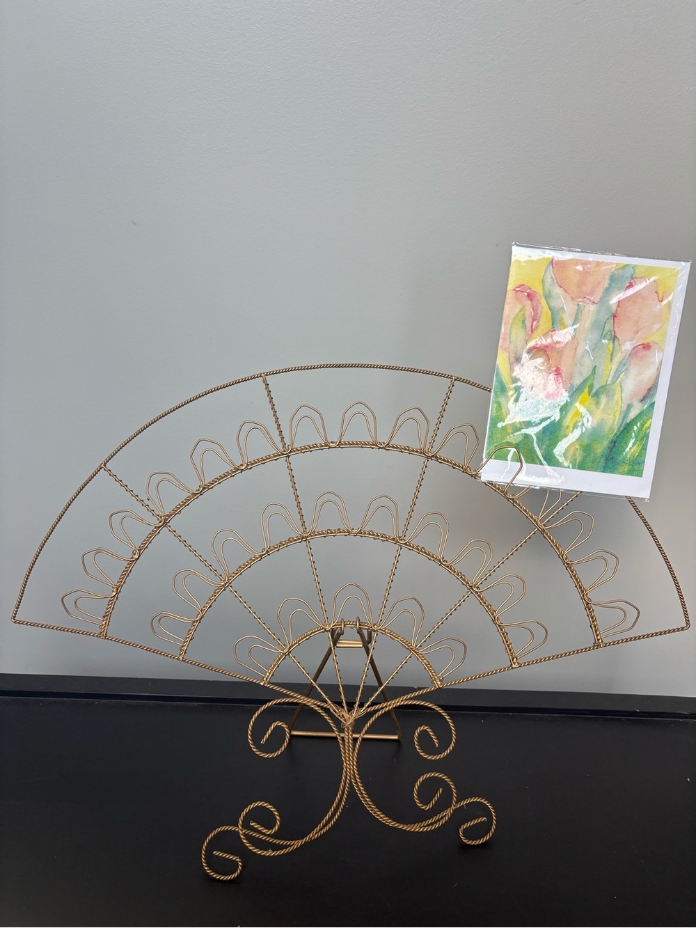 Vintage Fan-Shaped Wire Display, wedding seating Christmas cards pictures   Art